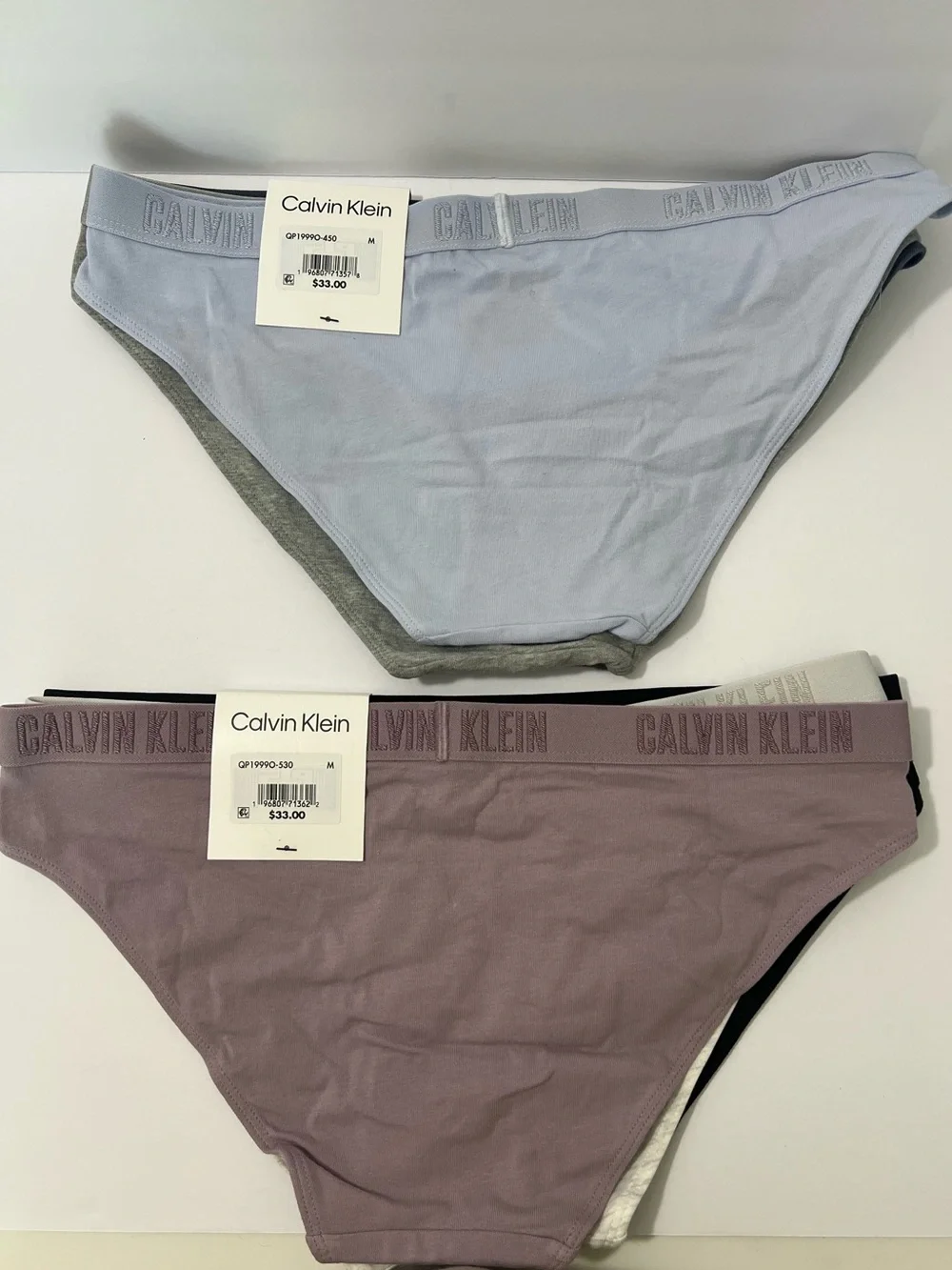 NWT Calvin Klein Bikini Briefs 3-Pack - Light Blue, Mauve & Gray